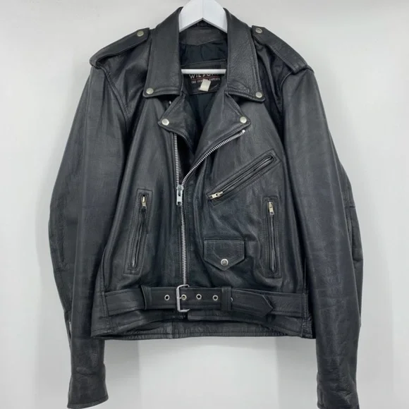 Vintage Wilsons Leather Motorcycle Biker Jacket M - Picture 2 of 8